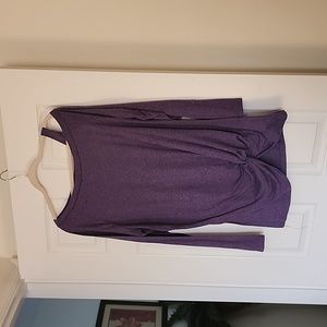 Purple long sleeve cold shoulder top